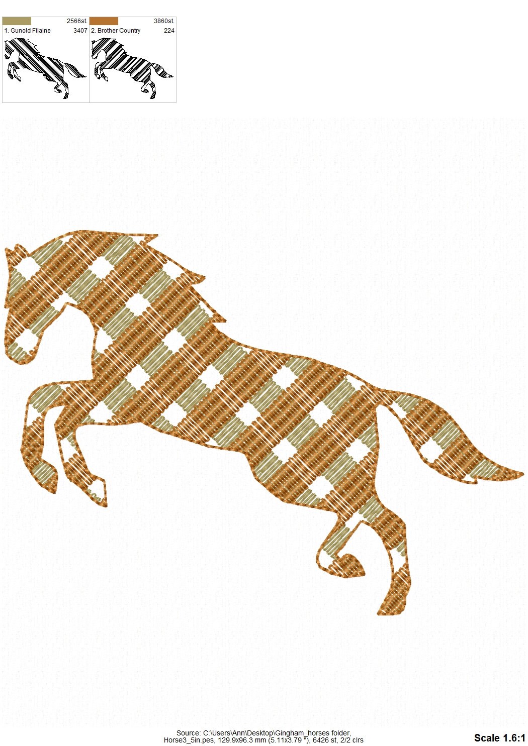 Gingham Plaid checkered square tartan horse silhouette SET of 4 light