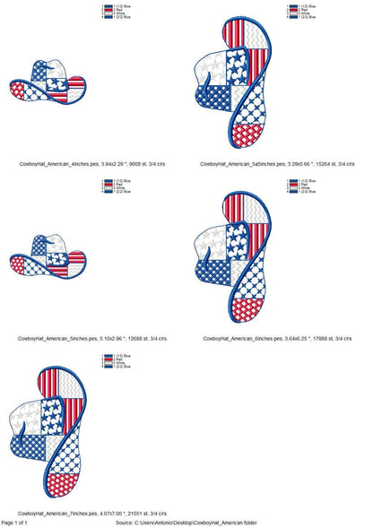 Patchwork Cowboy Hat US flag pattern Hat silhouette outline American
