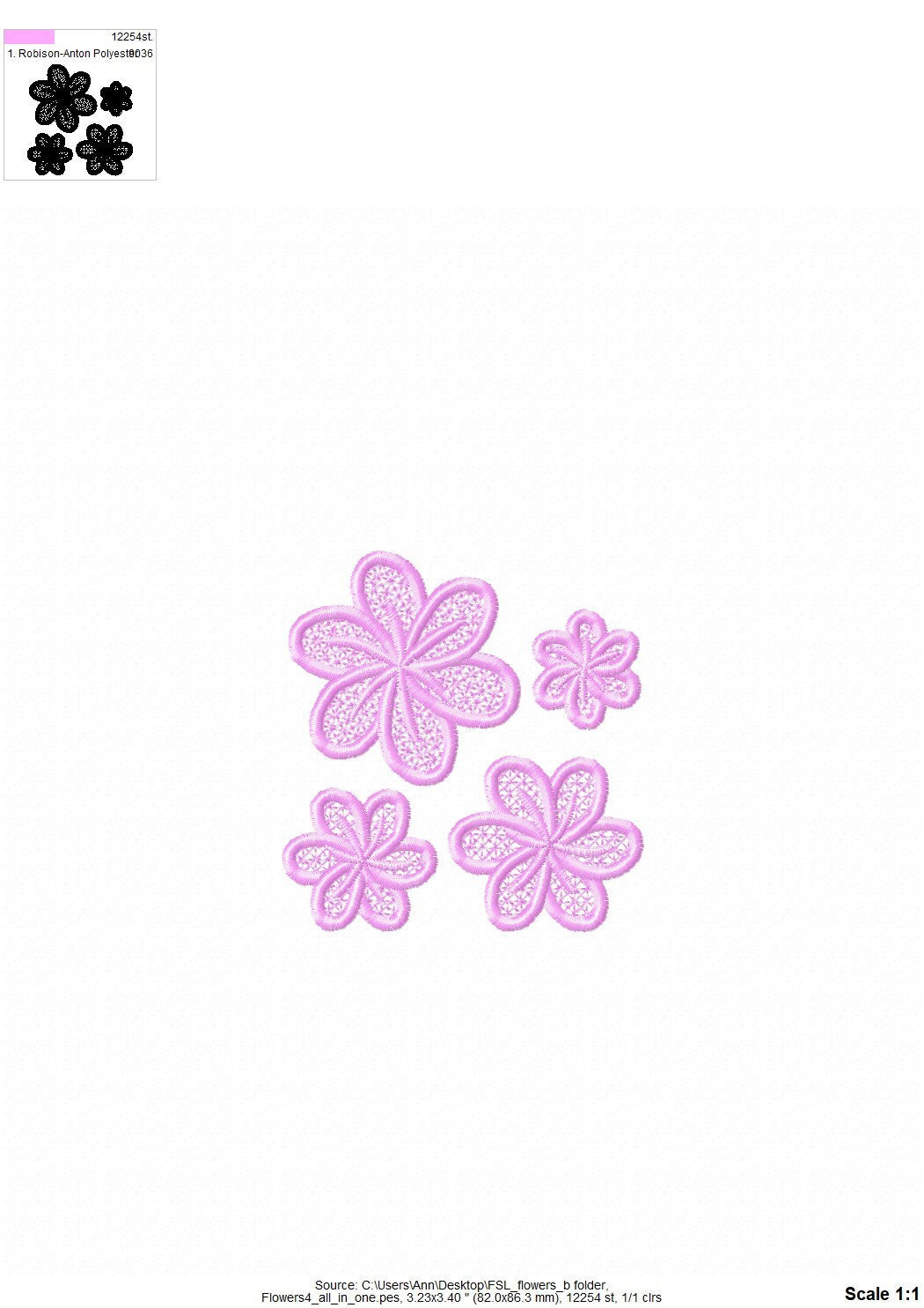 Summer Flower and Laurel Leaf SET of 3 types Freestanding lace FSL