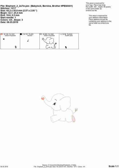 Triple Bean Stitch Elephant Outline Set