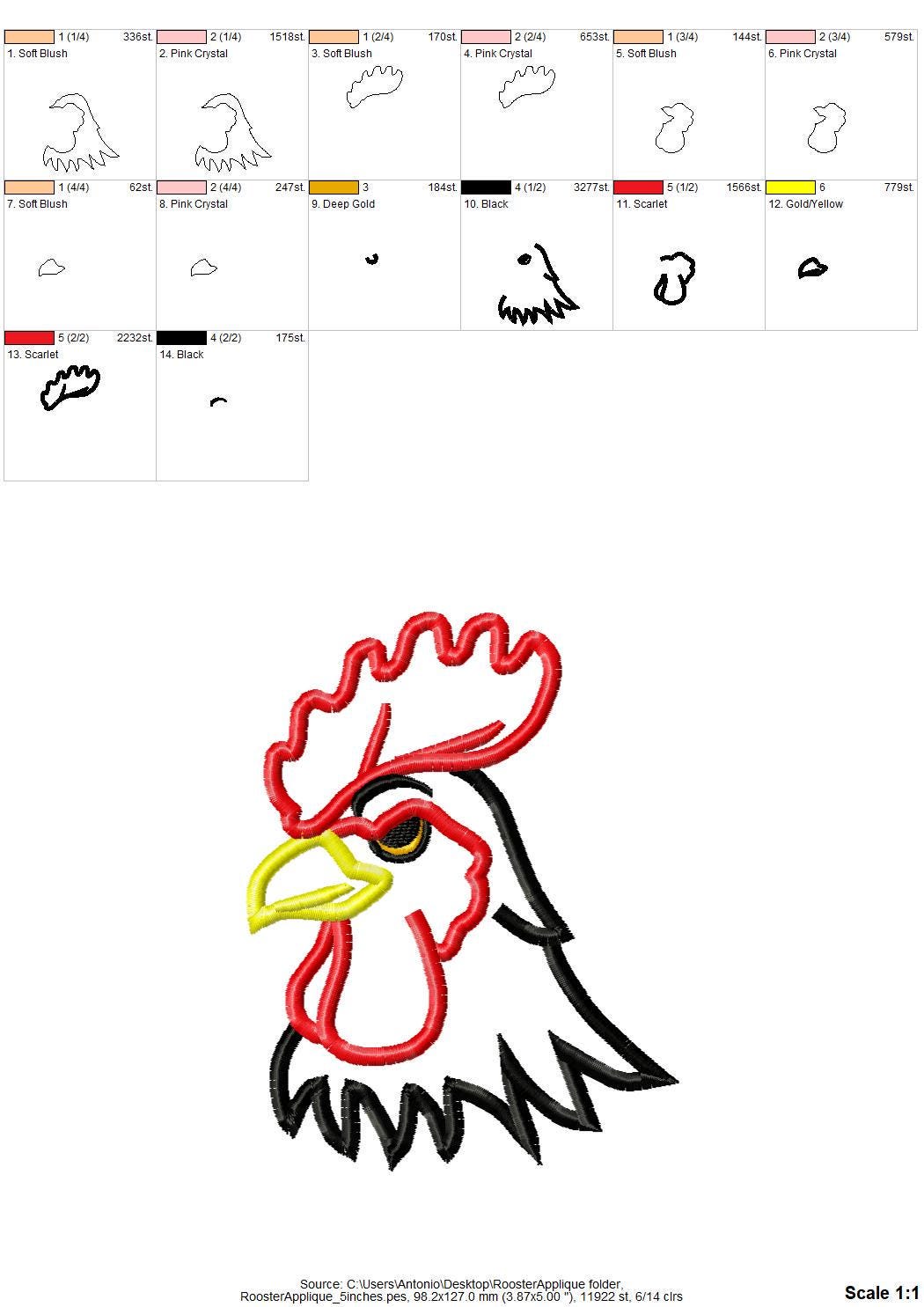 Farm Rooster Applique
