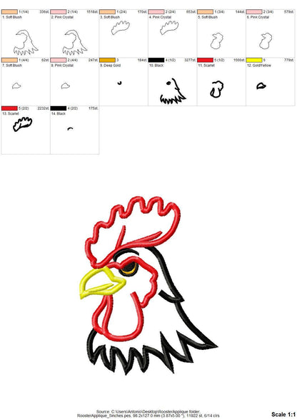 Farm Rooster Applique