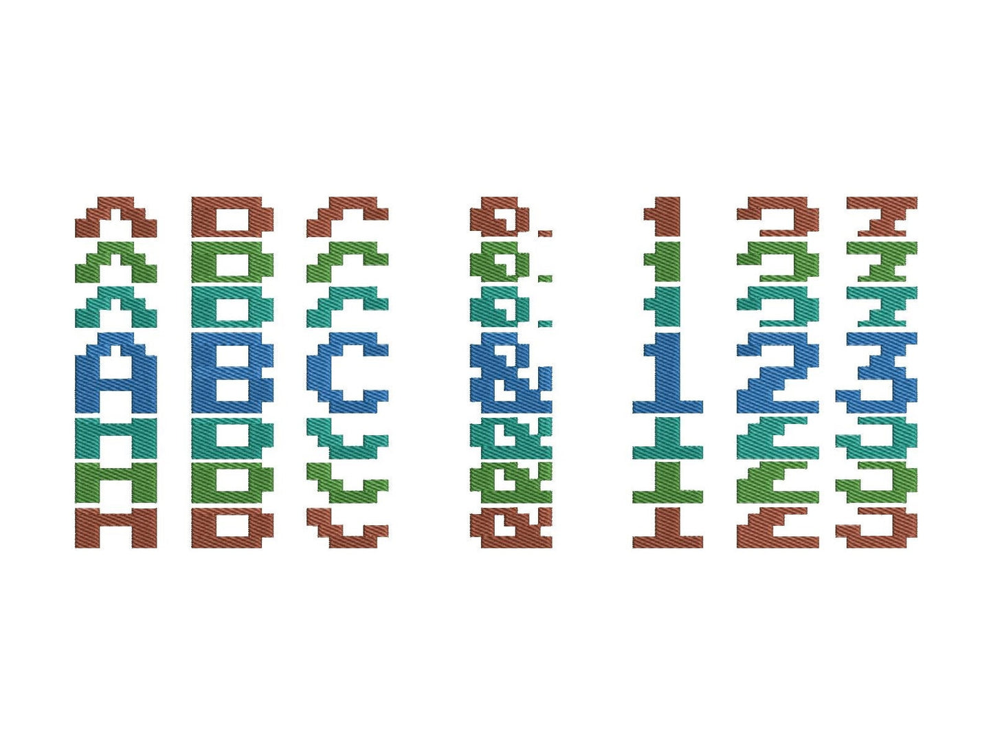 Pixel Miner Stacked Font Fill Stitch