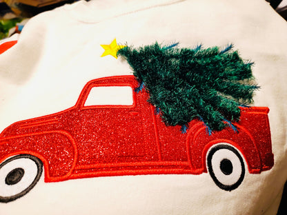 Christmas Gingham Plaid Red Truck