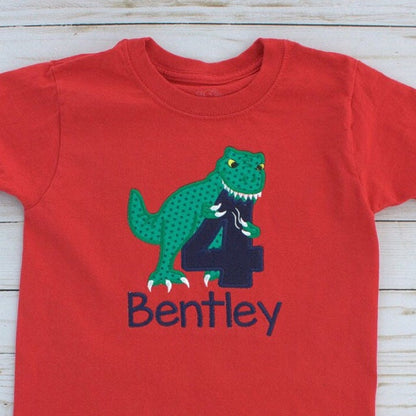 T-Rex Birthday Number Four Applique