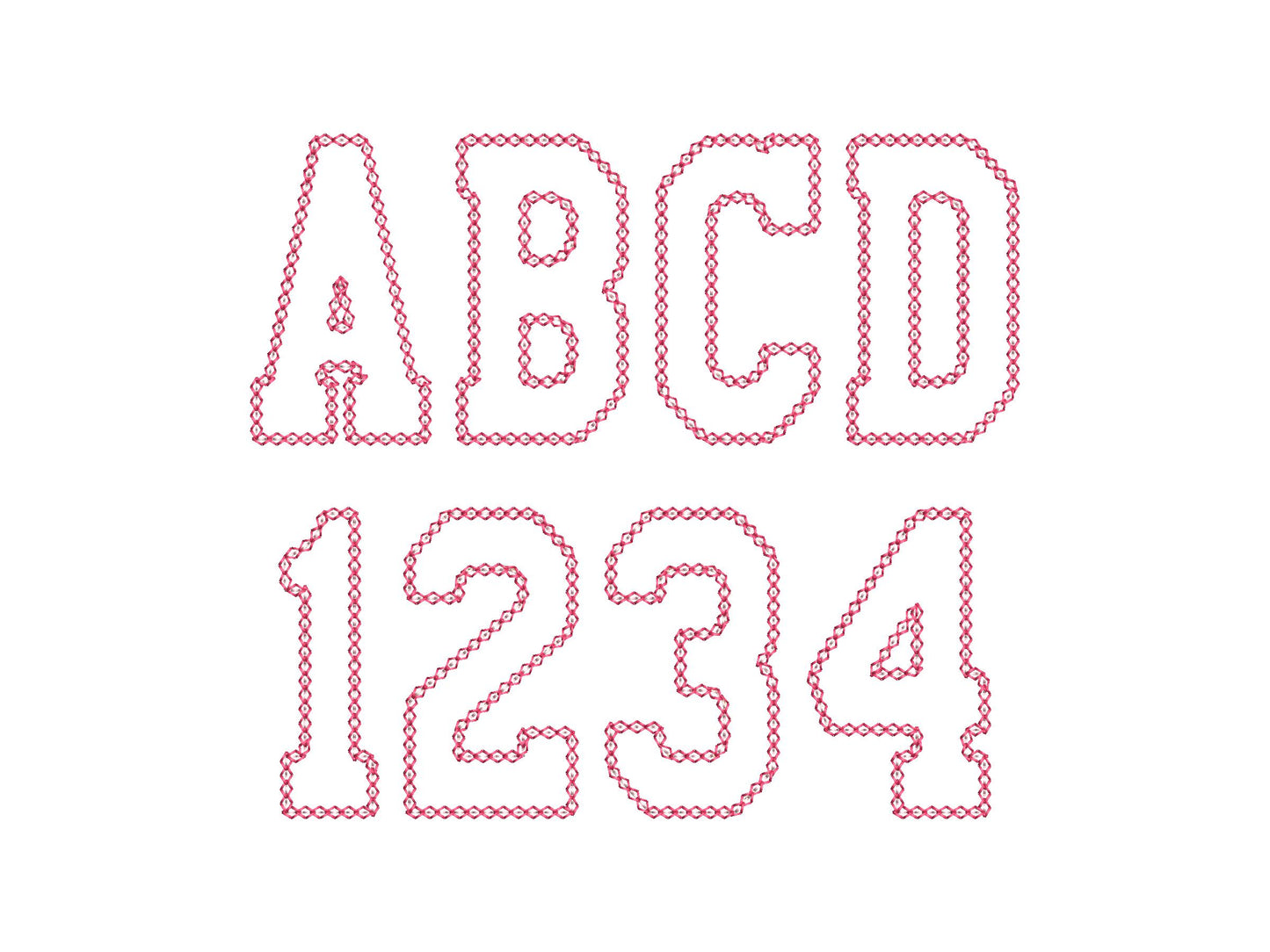 Varsity Font Applique Diamond Stitch Outline