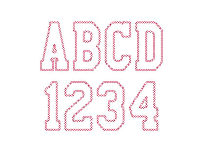Varsity Font Applique Diamond Stitch Outline