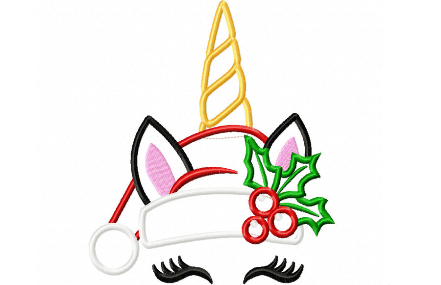 Christmas Unicorn Head Applique