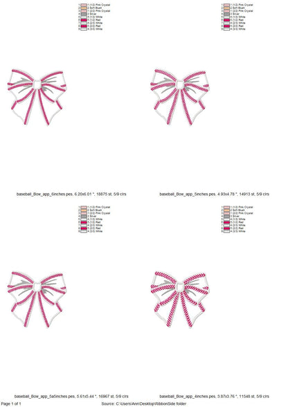 Baseball Stitch Sport Side Bow Applique