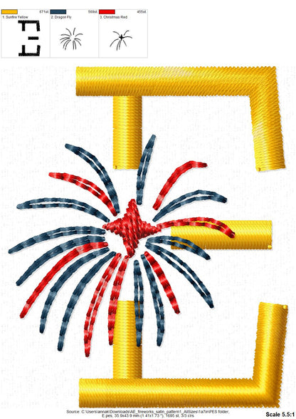 Fireworks 4th July Independence day patriotic bundle satin stitch 3
