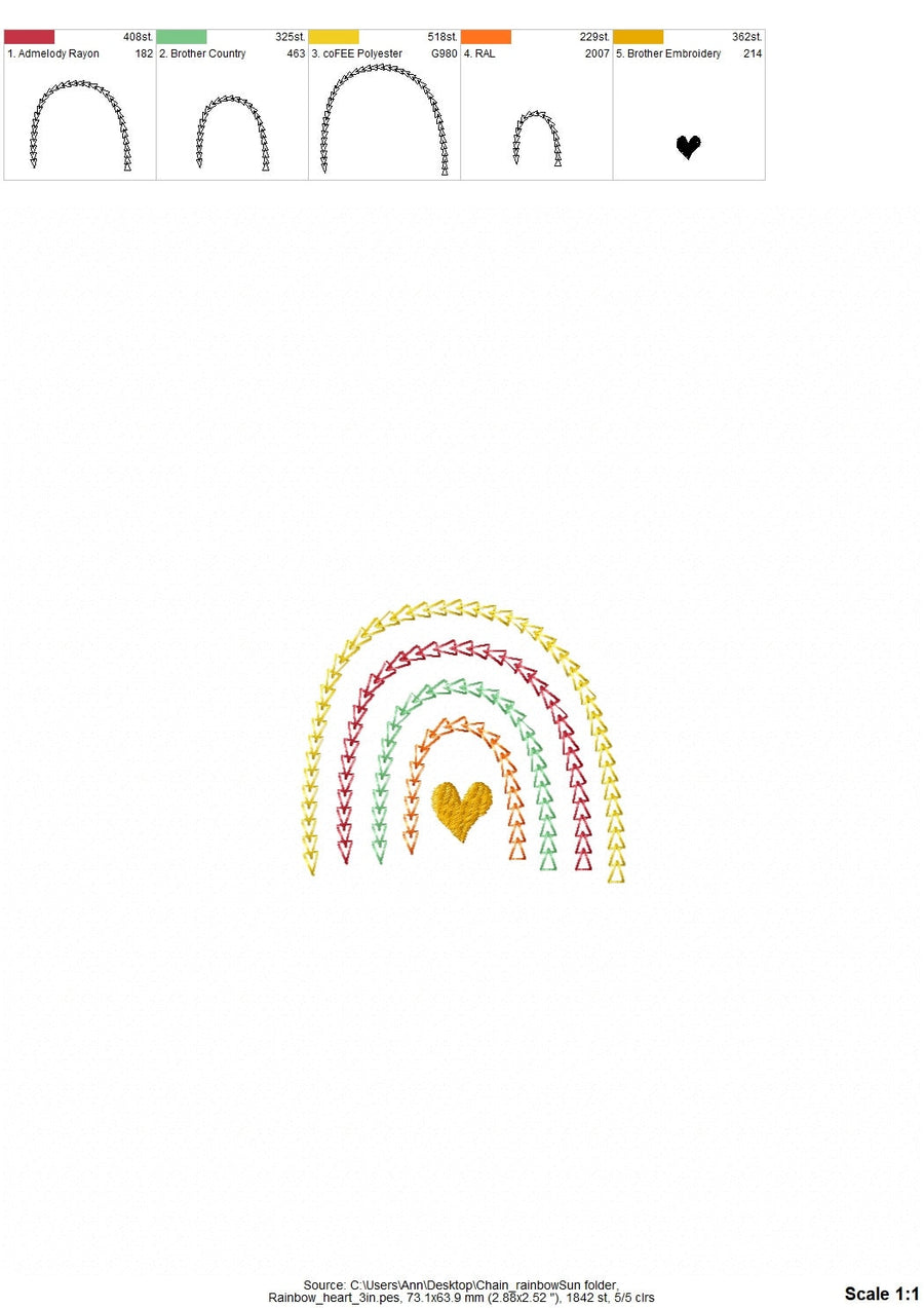 Primitive Quick light stitch Chain heart mini rainbow machine