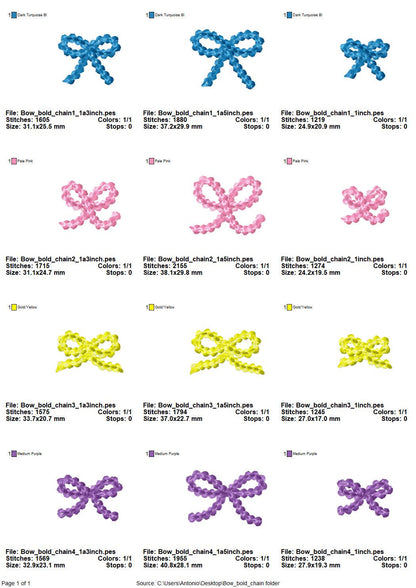 Chain Stitch Bow Set of 4