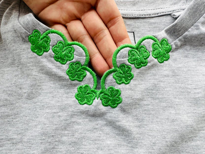 Shamrock Clover Neckline Cutout ITH