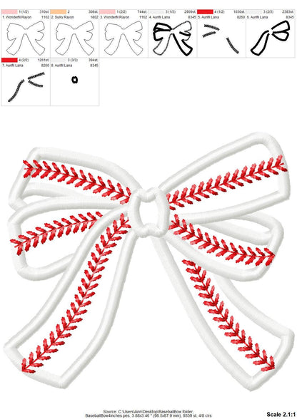 Baseball Stitch Side Bow Applique