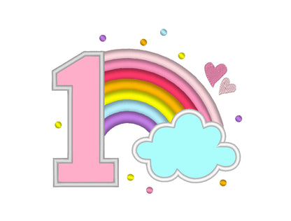 Cute Rainbow Birthday Number 1