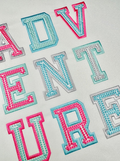 Chain Stitch and Outline Varsity Sport Athletic Font