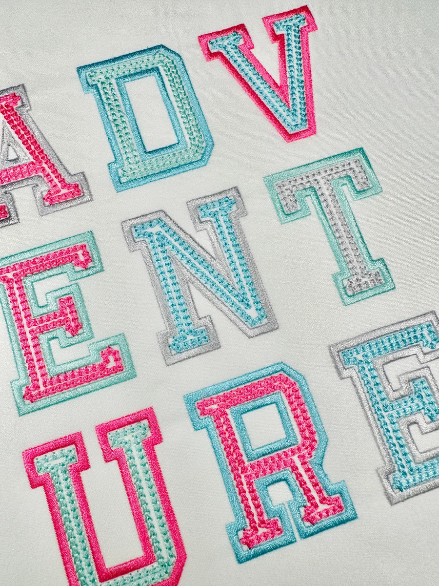 Chain Stitch and Outline Varsity Sport Athletic Font