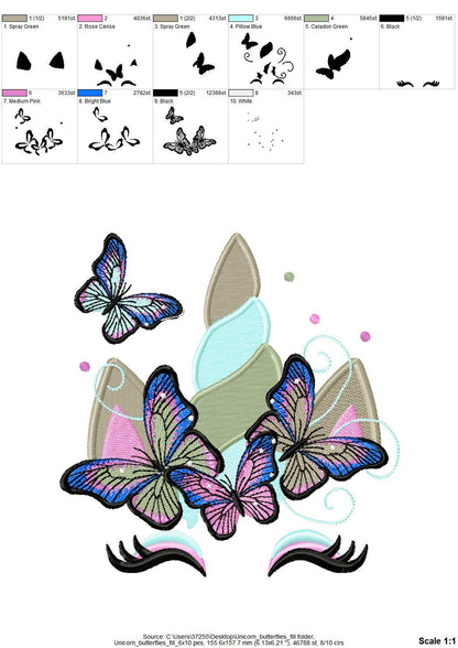 Unicorn Head with Butterflies