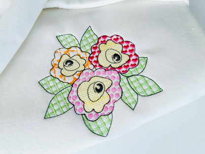 Patchwork Rose flower floral bouquet summer garden patterned outline