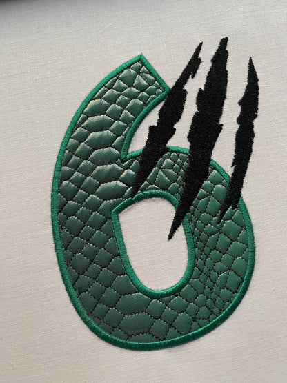 T-Rex Dinosaur Scratched Birthday Numbers