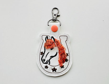 Fringed Horse and Horseshoe Keychain