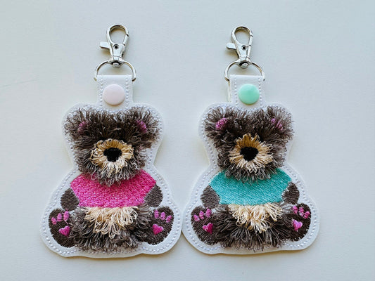 Fringed Teddy Bear Baby Keychain