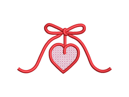 Valentine Heart FSL split seam side bow machine embroidery designs