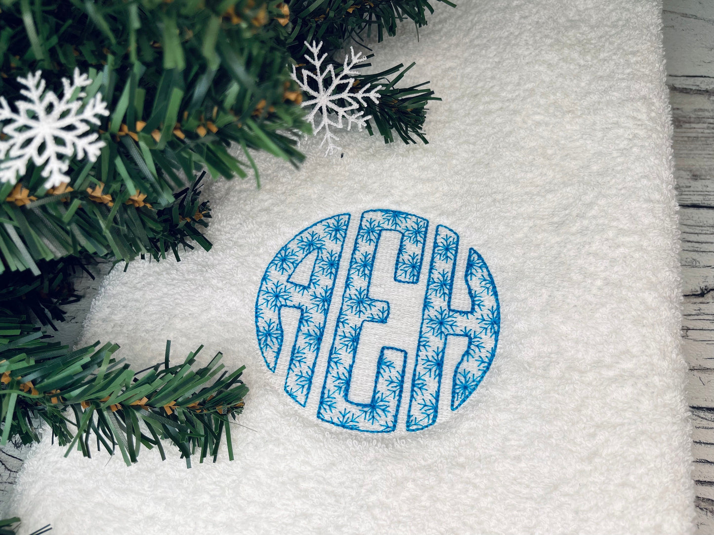 Snowflake Monogram A-Z, awesome winter frozen snow three letters circle