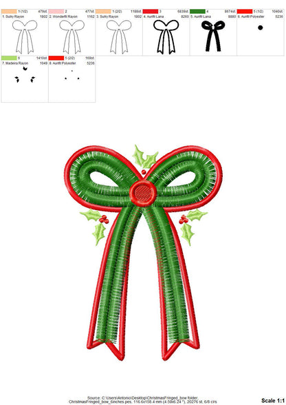 Christmas Fringed Bow Holly Berries