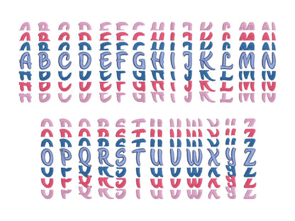 Stacked Font, BX included! fill stitch and outline alphabet letters,