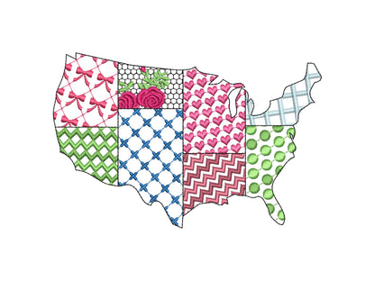 Patchwork USA States patterned US outline silhouette United States of