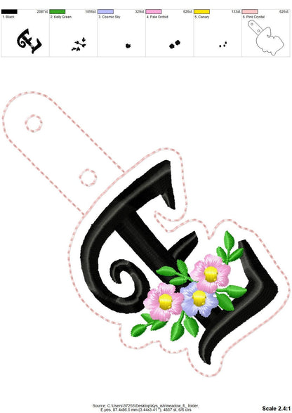 Meadow Floral Monogram Keychain ITH