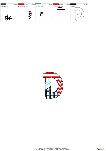 Patchwork Usa Flag Patterned Font