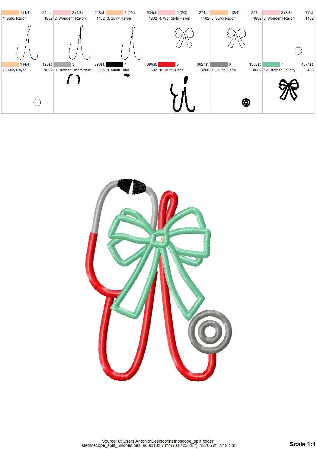 Therapist Medic Stethoscope with Bow Applique