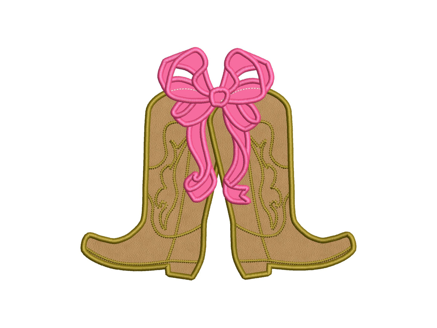 Cowboy Cowgirl Boots and Bow Applique