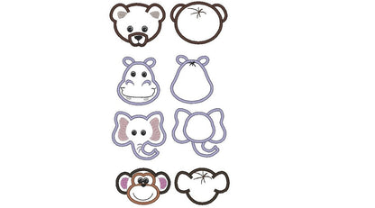 Baby Wild Animals Applique Set Front and Rear