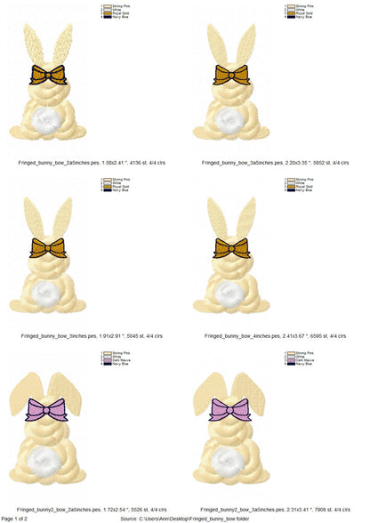 Fringed Easter Bunny with Bow Set of 2