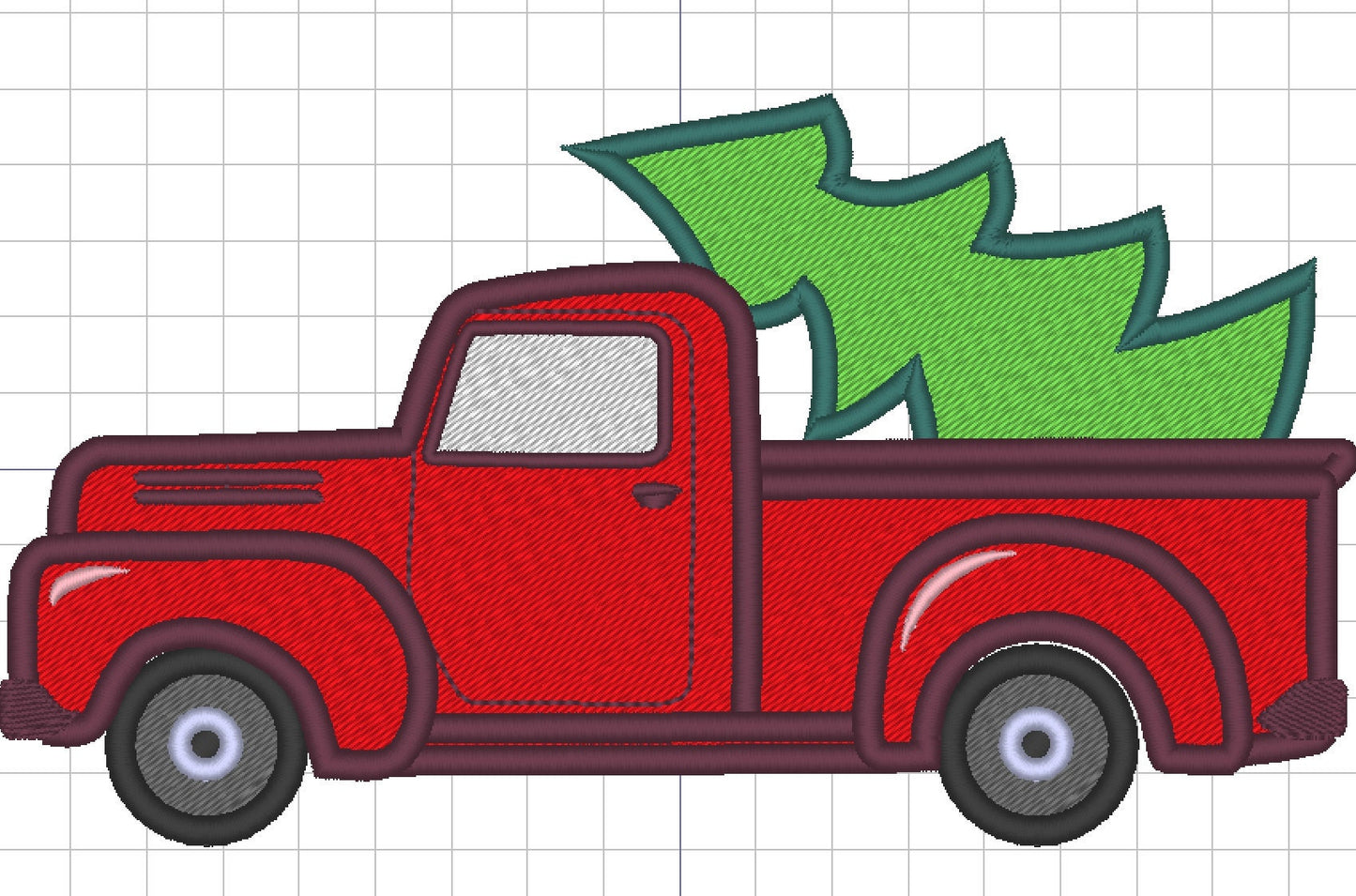 Station wagon with Christmas gifts in gingham plaid wrap Truck with