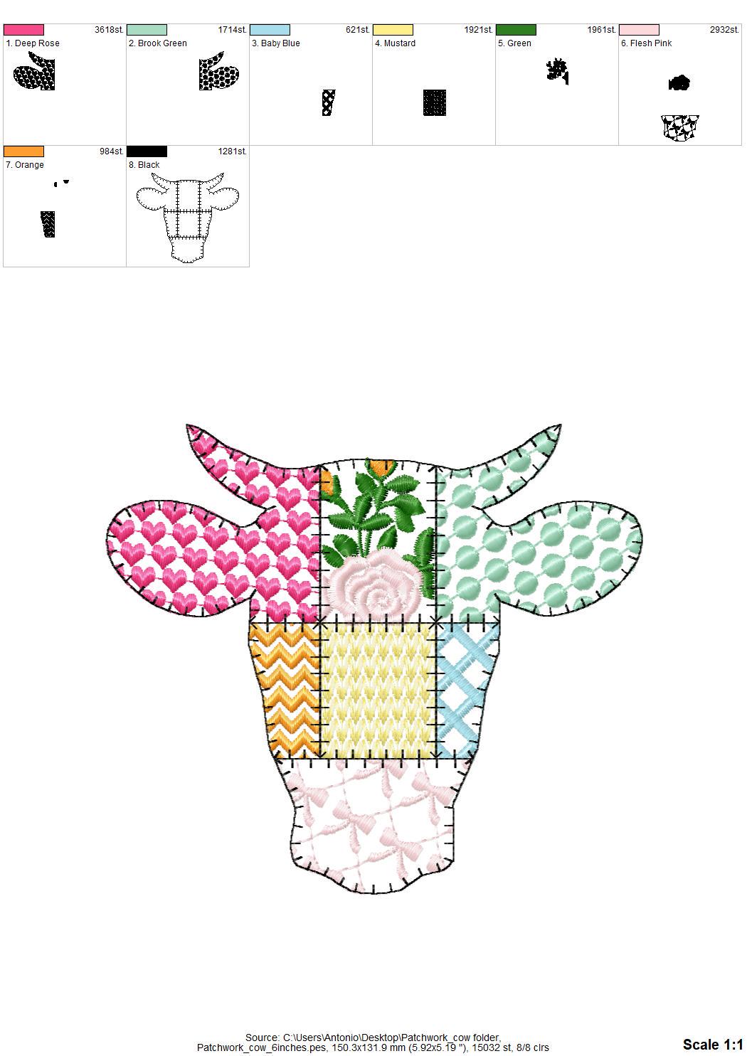Patchwork Patterned Cow Head