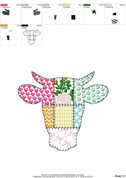 Patchwork Patterned Cow Head