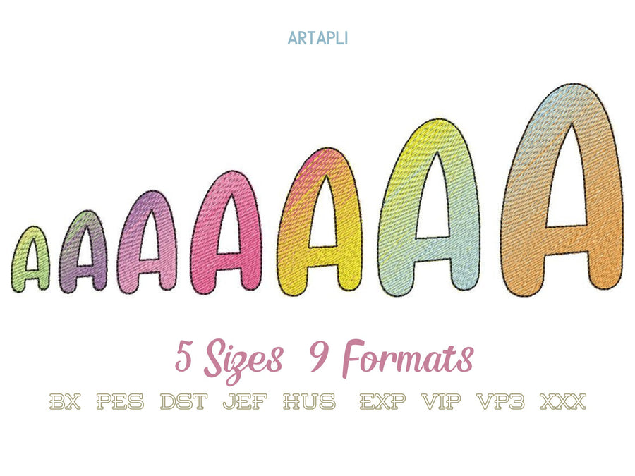 Iridescent 2-Color Ombre Gradient Kids Fun Font