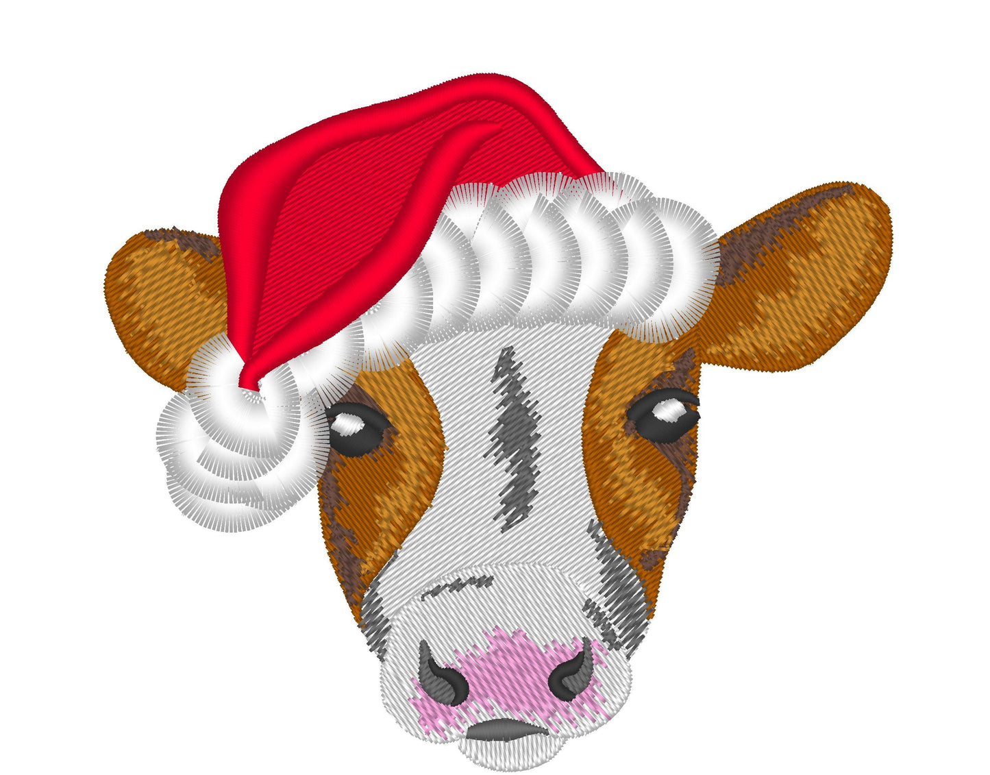 Fringed Christmas Cow with Santa Hat
