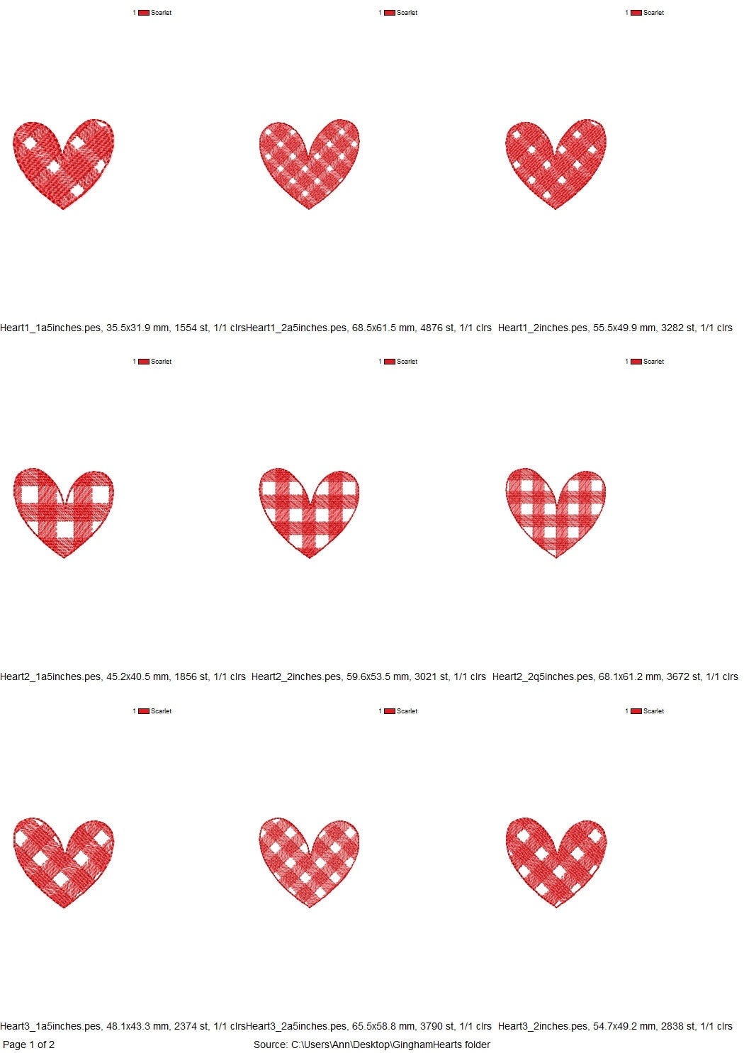 Gingham Plaid Patterned Single Heart