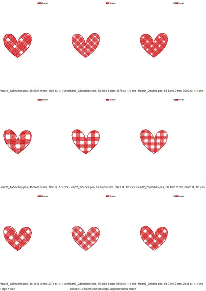 Gingham Plaid Patterned Single Heart