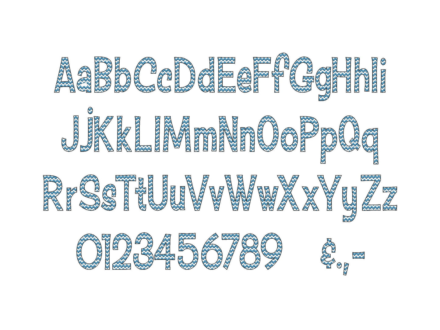 Chevron Font Ricrac Chevron alphabet versatile letters and numbers