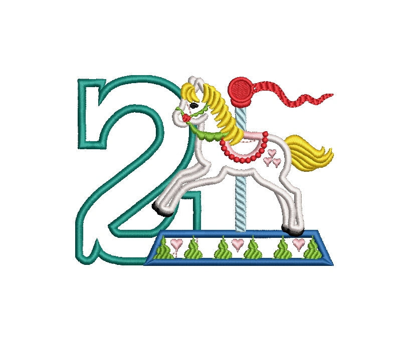 Carousel Rearing Horse Birthday Numbers