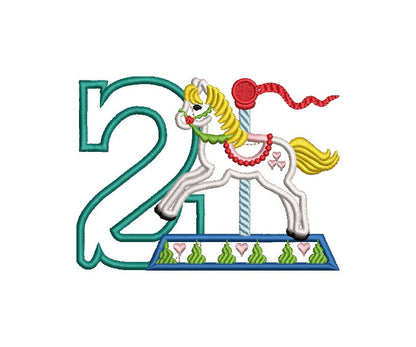 Carousel Rearing Horse Birthday Numbers