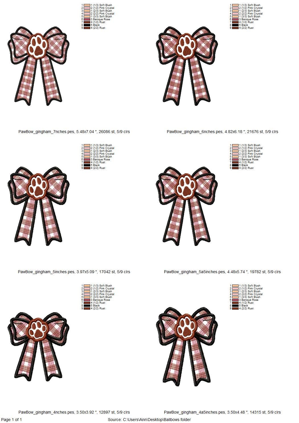 Puppy Paw and Gingham Plaid Bow