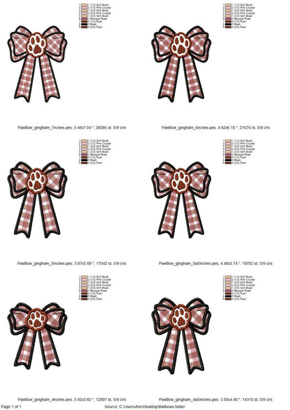 Puppy Paw and Gingham Plaid Bow