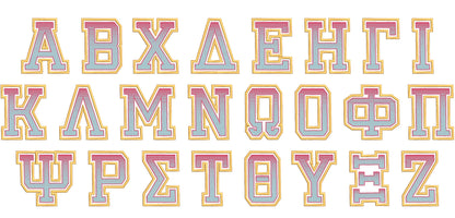 Iridescent 2-Color Sororities Varsity Greek Font Applique